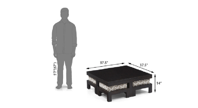 Tribal Coffee Table Set (Ebony & Morocco Lattice Beige)
